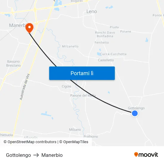 Gottolengo to Manerbio map