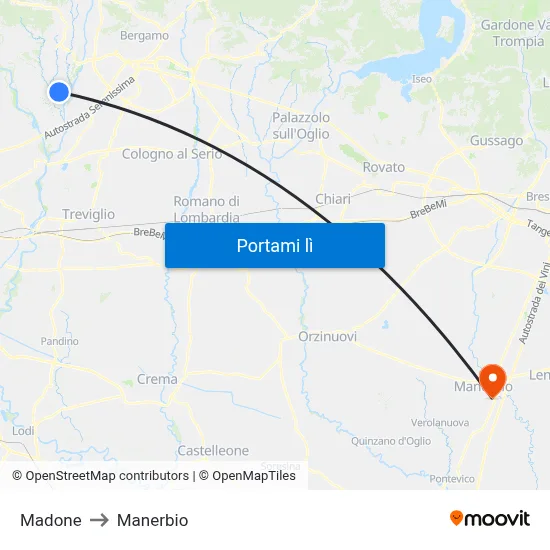 Madone to Manerbio map