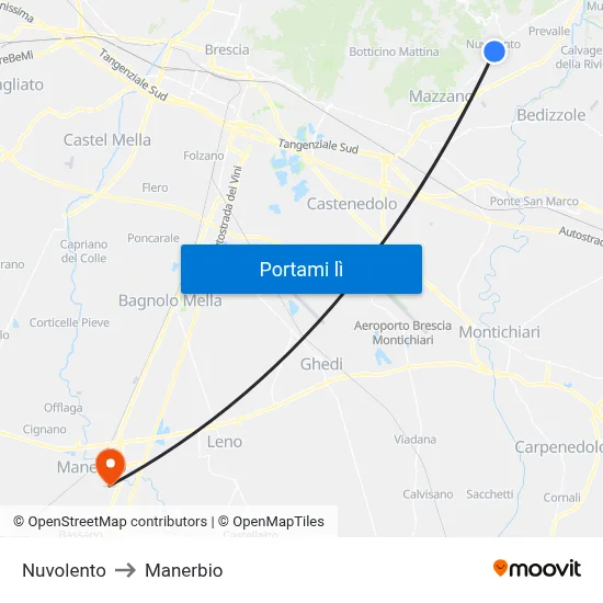 Nuvolento to Manerbio map