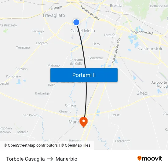 Torbole Casaglia to Manerbio map