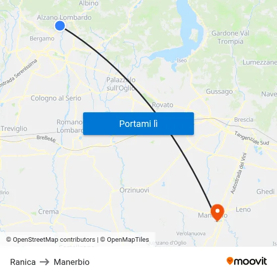 Ranica to Manerbio map
