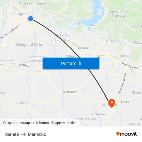 Seriate to Manerbio map
