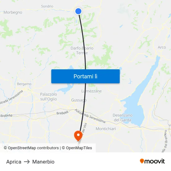 Aprica to Manerbio map