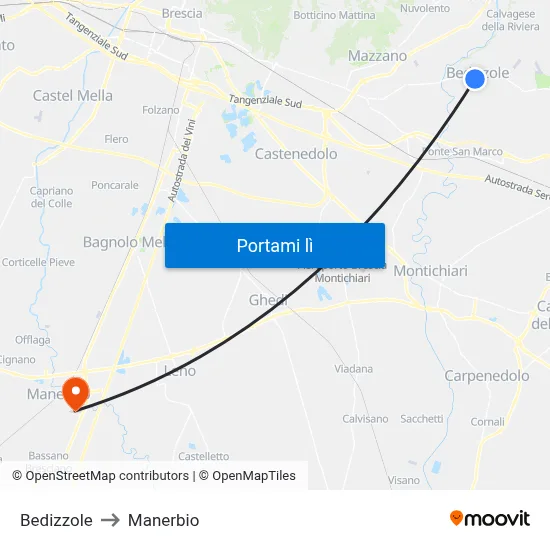 Bedizzole to Manerbio map