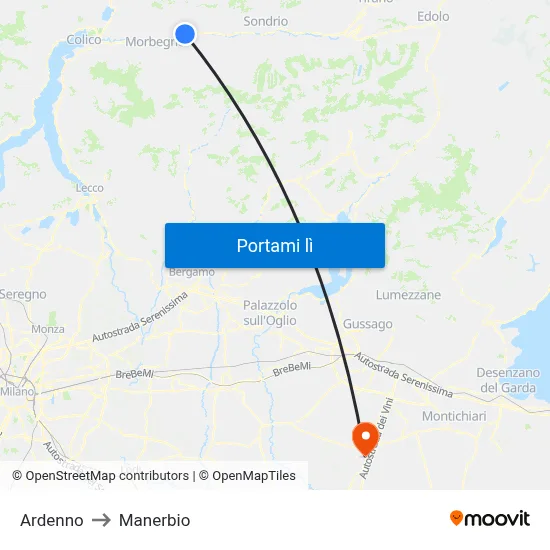 Ardenno to Manerbio map