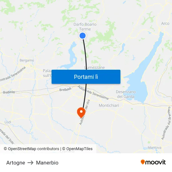 Artogne to Manerbio map