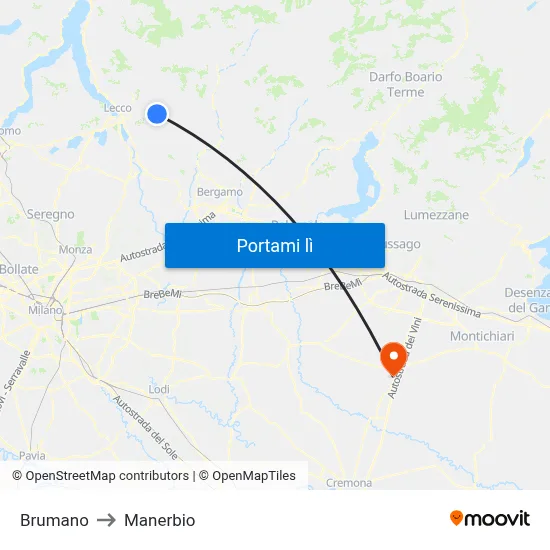 Brumano to Manerbio map