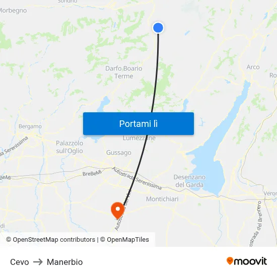 Cevo to Manerbio map