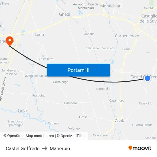 Castel Goffredo to Manerbio map