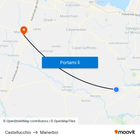 Castellucchio to Manerbio map