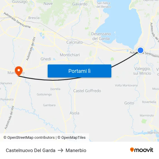 Castelnuovo Del Garda to Manerbio map