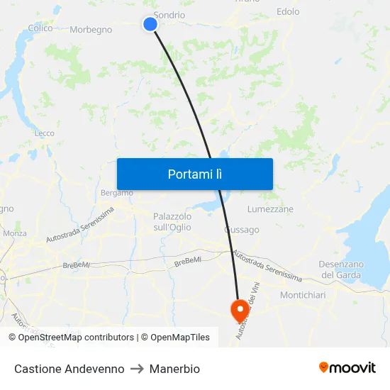 Castione Andevenno to Manerbio map
