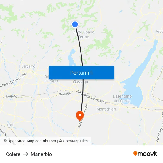 Colere to Manerbio map