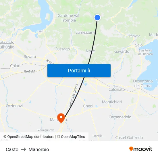 Casto to Manerbio map