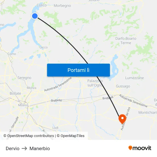 Dervio to Manerbio map