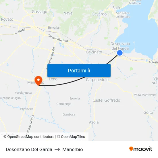 Desenzano Del Garda to Manerbio map