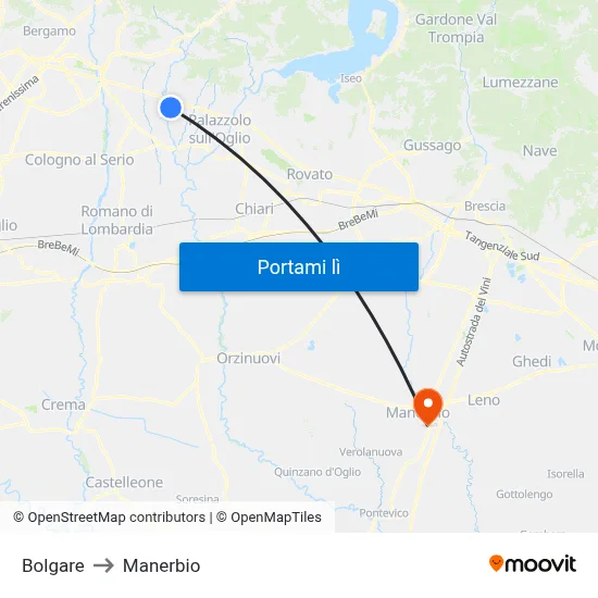 Bolgare to Manerbio map
