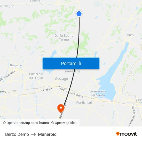 Berzo Demo to Manerbio map