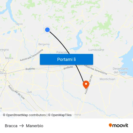 Bracca to Manerbio map