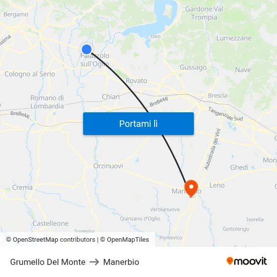 Grumello Del Monte to Manerbio map