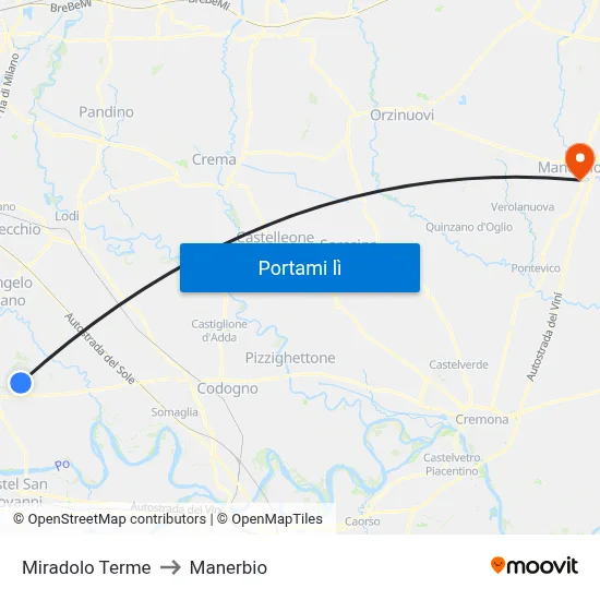 Miradolo Terme to Manerbio map