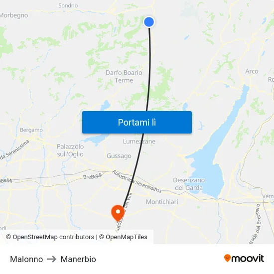 Malonno to Manerbio map