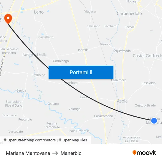 Mariana Mantovana to Manerbio map