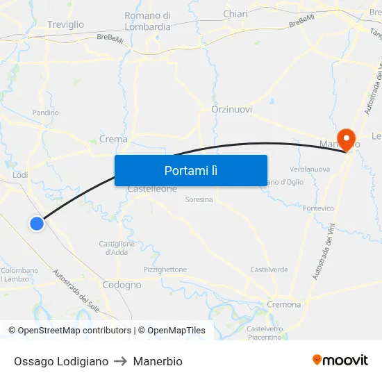 Ossago Lodigiano to Manerbio map