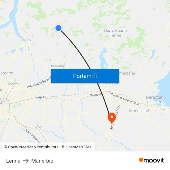 Lenna to Manerbio map