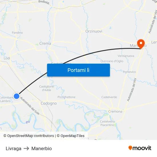 Livraga to Manerbio map
