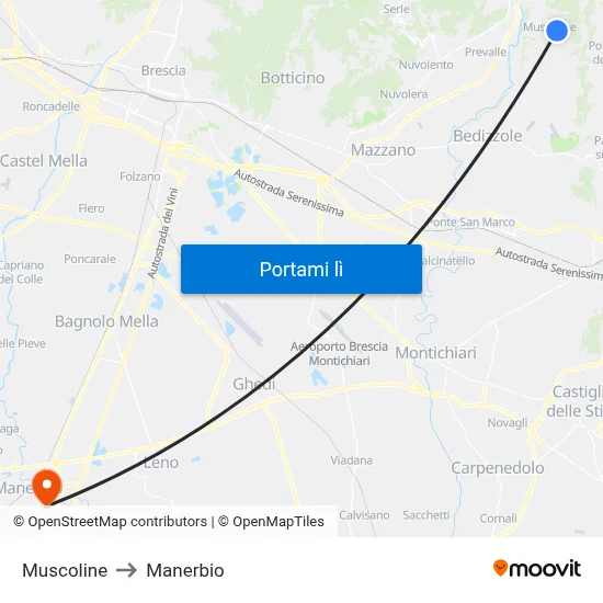 Muscoline to Manerbio map