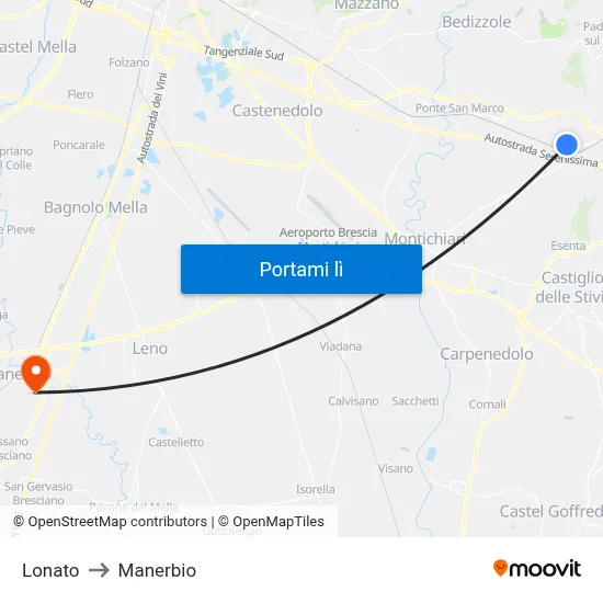 Lonato to Manerbio map
