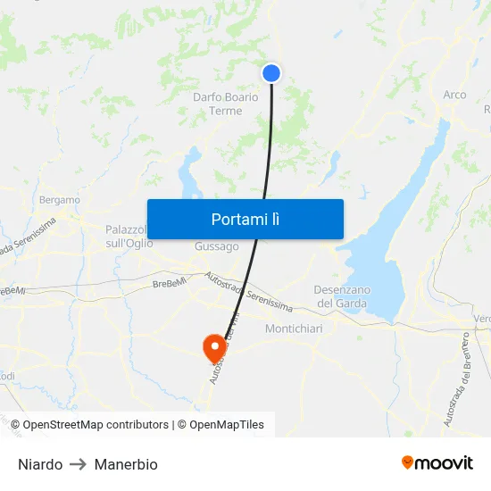 Niardo to Manerbio map