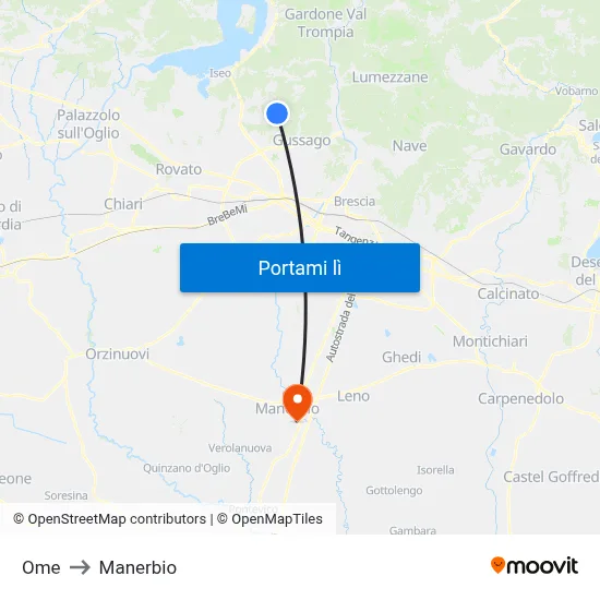 Ome to Manerbio map