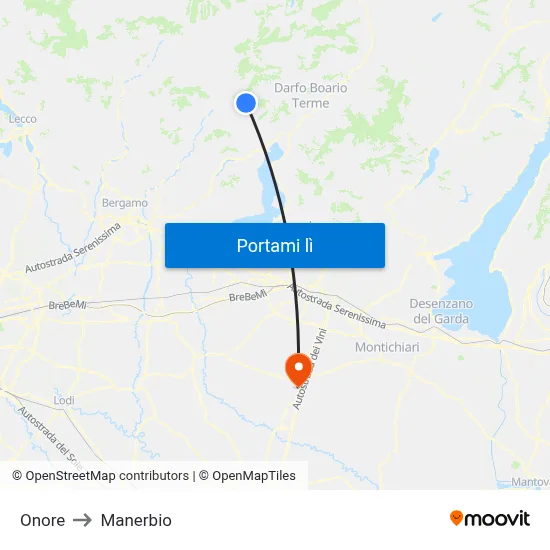 Onore to Manerbio map