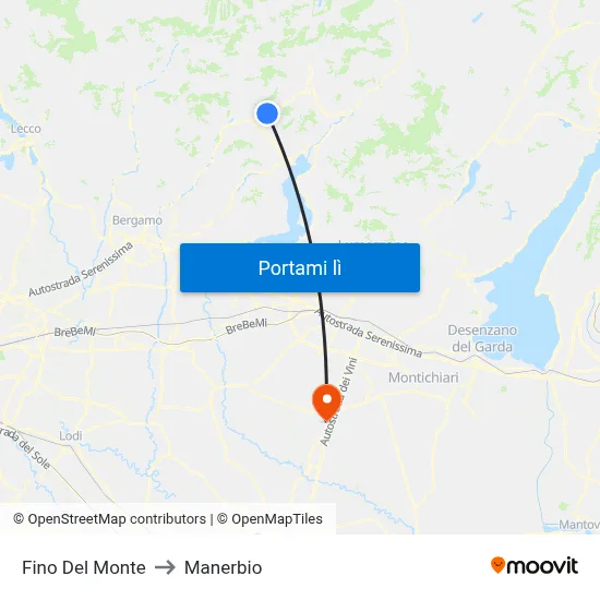 Fino Del Monte to Manerbio map