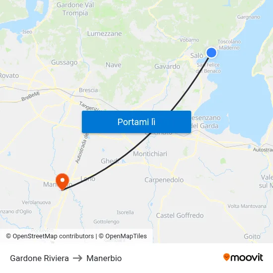 Gardone Riviera to Manerbio map