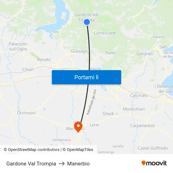 Gardone Val Trompia to Manerbio map