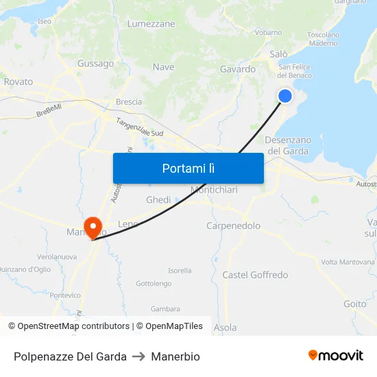 Polpenazze Del Garda to Manerbio map