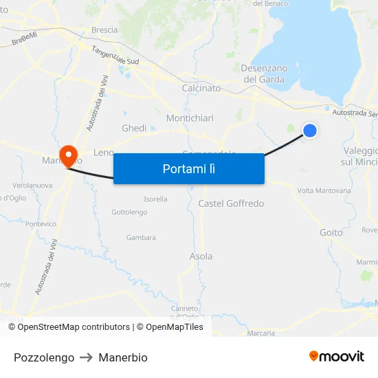 Pozzolengo to Manerbio map
