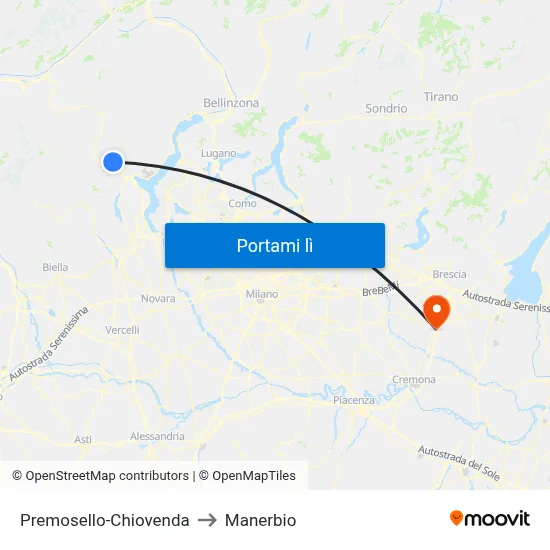 Premosello-Chiovenda to Manerbio map