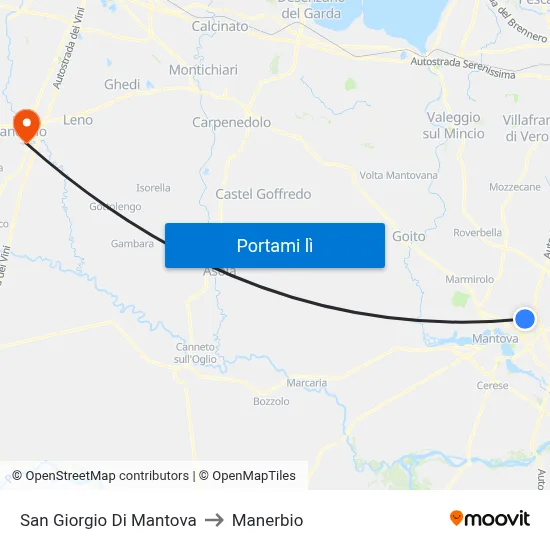 San Giorgio Di Mantova to Manerbio map