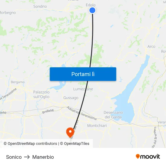 Sonico to Manerbio map