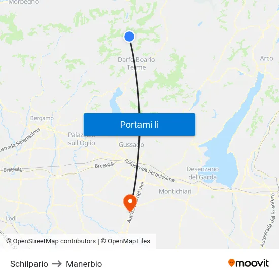 Schilpario to Manerbio map