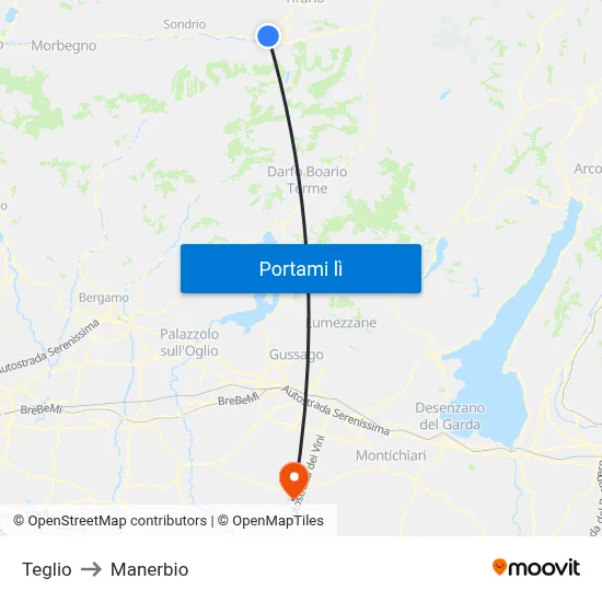 Teglio to Manerbio map