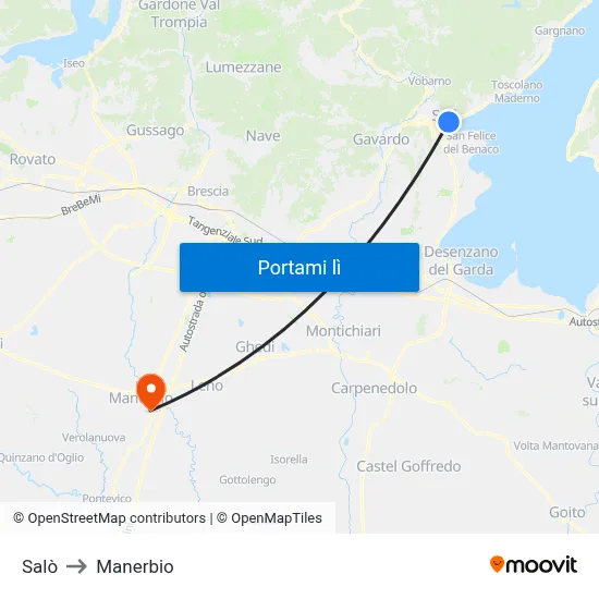 Salò to Manerbio map