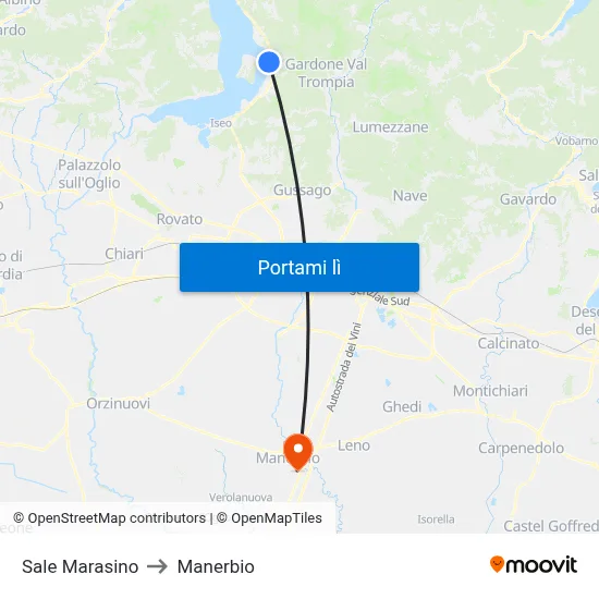 Sale Marasino to Manerbio map