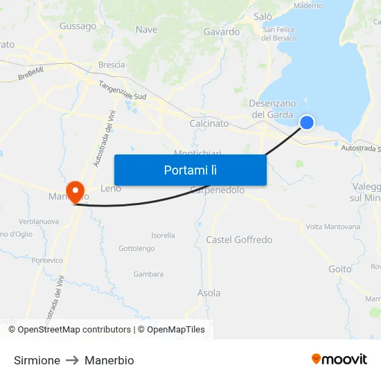 Sirmione to Manerbio map