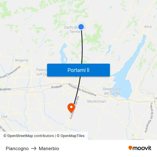 Piancogno to Manerbio map