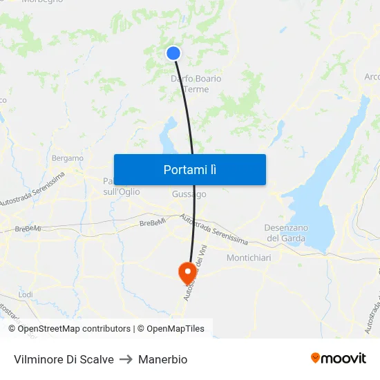Vilminore Di Scalve to Manerbio map